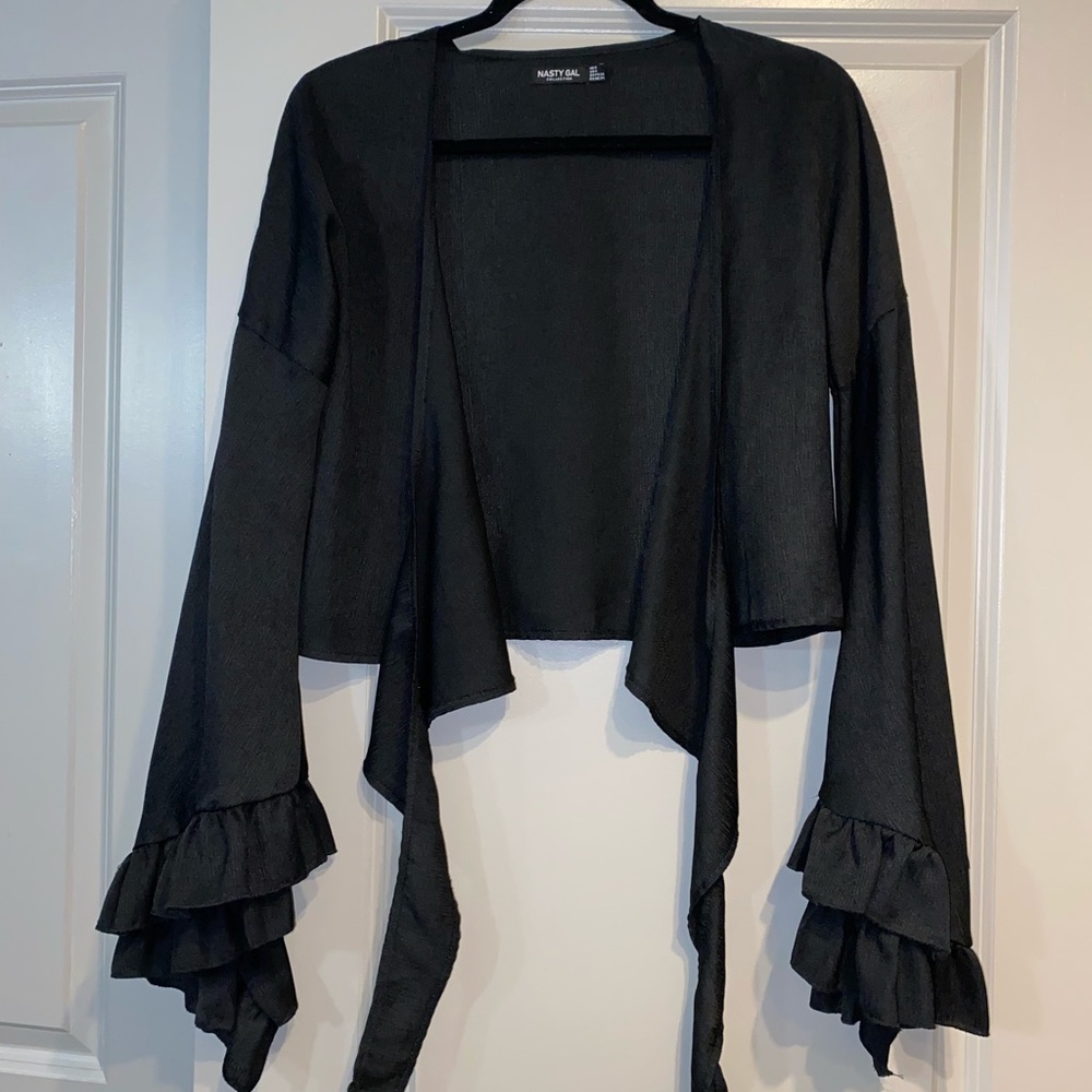 Nasty Gal tie front satin crop top